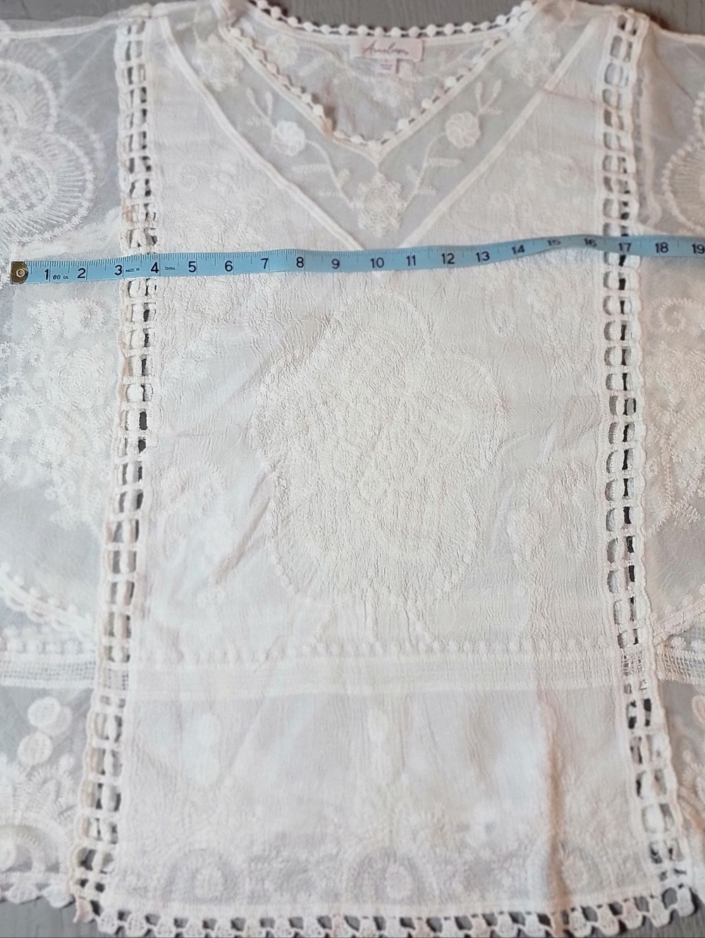 Auneliese White Embroidered Lace Boho Top A-34